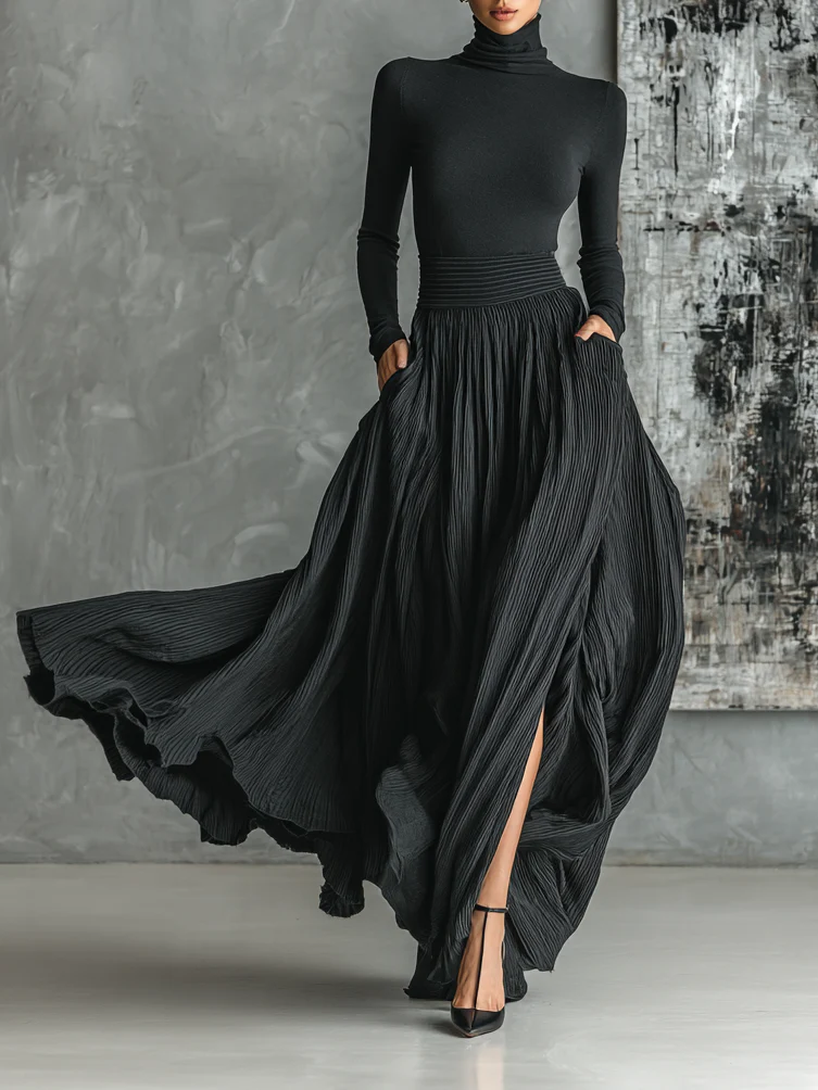 Lucy™ | Turtleneck &amp; Pleated Skirt Set
