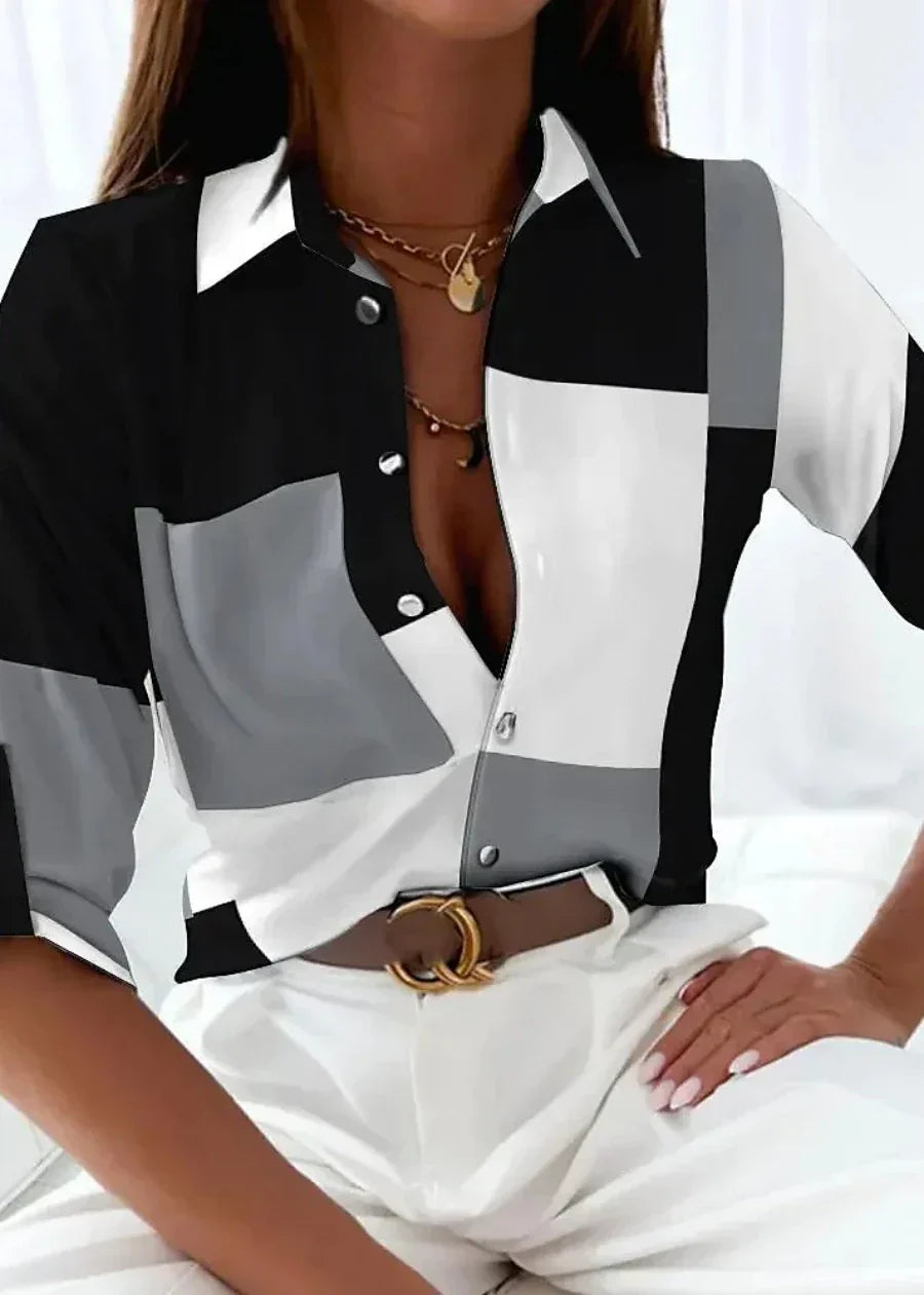 Adelaide Fontenelle | Colorblock Geometric Print Blouse - Image 2