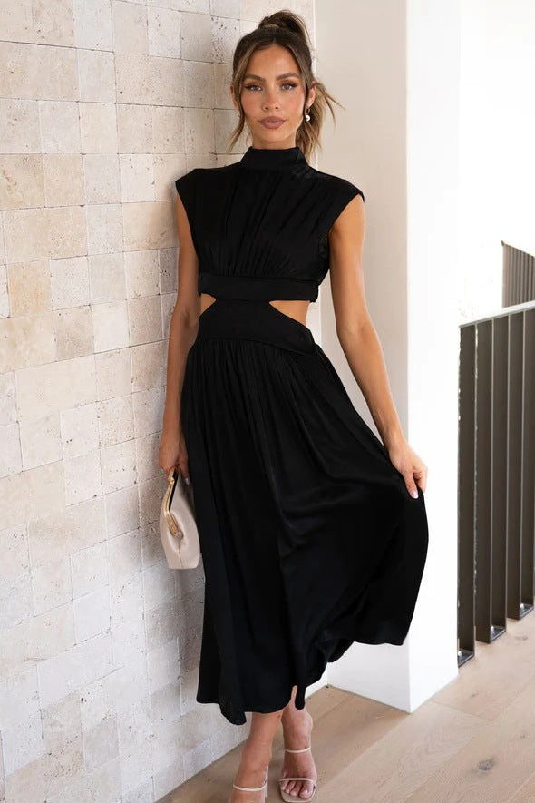 Woman wearing elegant maxi dress