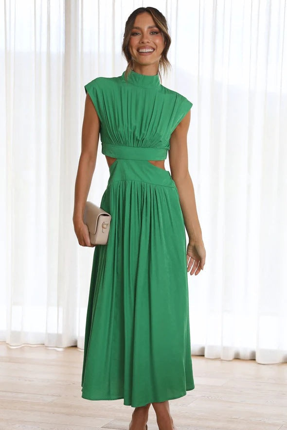 Woman wearing elegant maxi dress