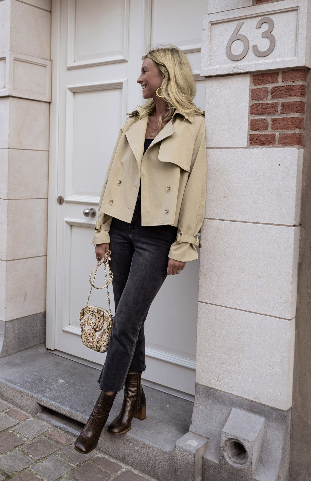 Adele Vannier | Cropped Double-Breasted Trench Jacket - Image 1