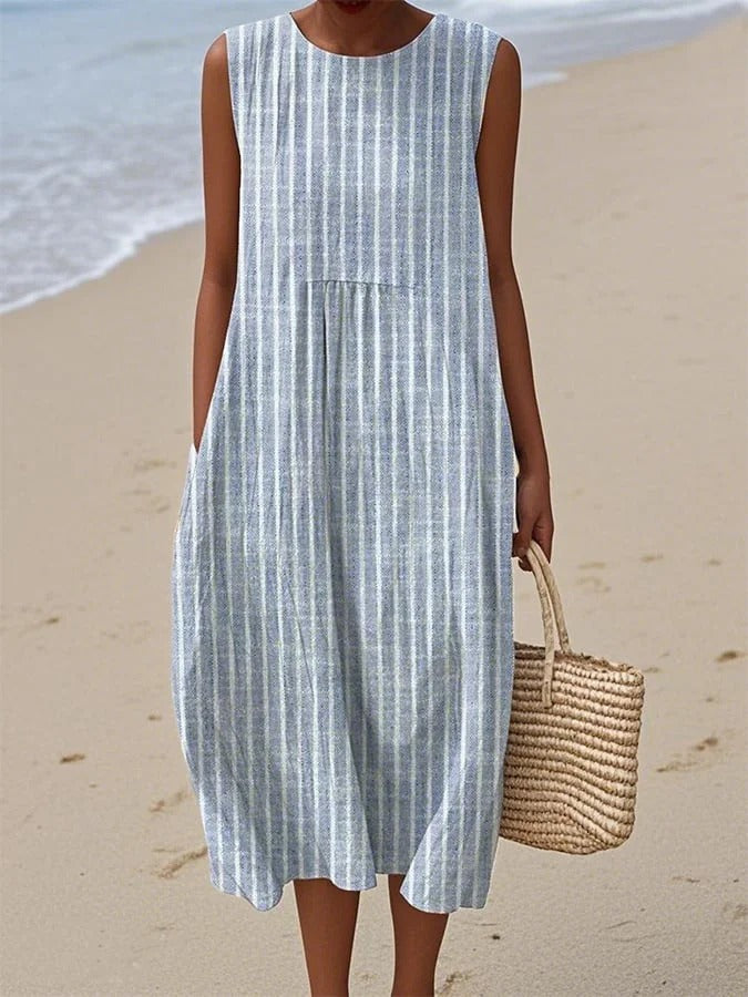 Adeline Fournier | Striped Sleeveless Relaxed Midi Dress - Image 1