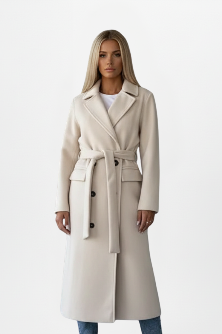 Albertine Roussel | Belted Double-Breasted Long Coat - Image 1