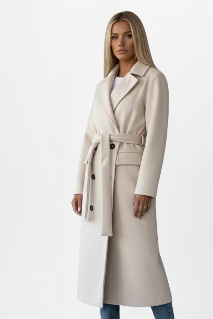 Albertine Roussel | Belted Double-Breasted Long Coat - Image 3