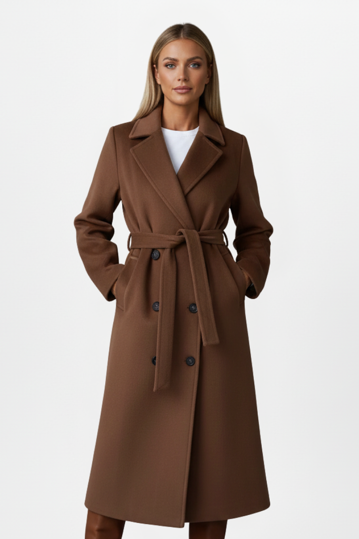 Albertine Roussel | Belted Double-Breasted Long Coat - Image 7