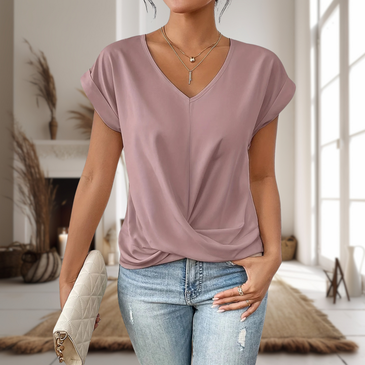 Alix Beaumarchais | Twist-Front V-Neck Tee - Image 2