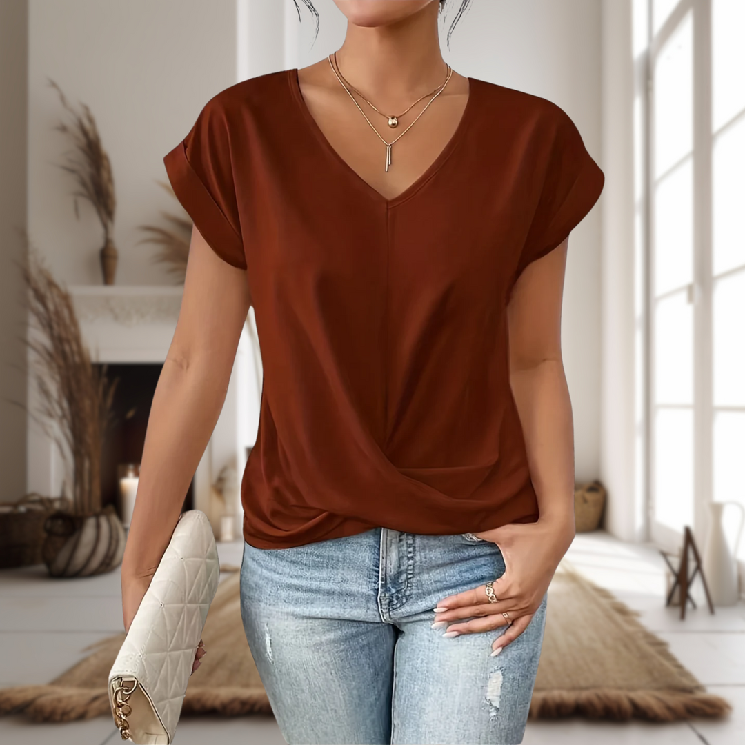 Alix Beaumarchais | Twist-Front V-Neck Tee - Image 4
