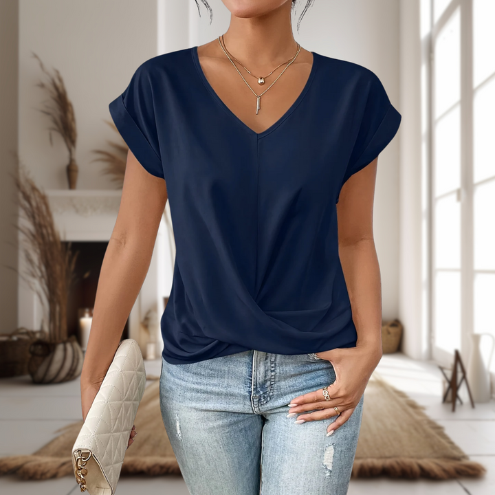 Alix Beaumarchais | Twist-Front V-Neck Tee - Image 5