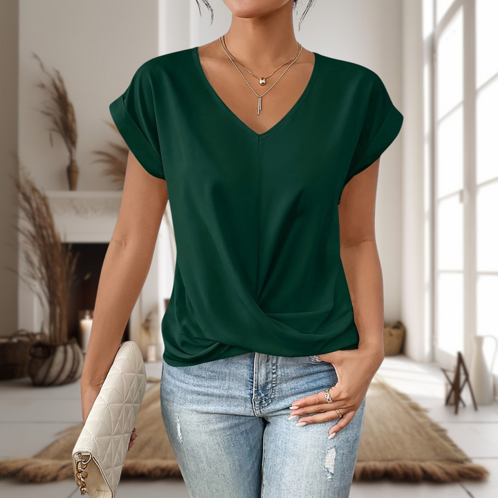 Alix Beaumarchais | Twist-Front V-Neck Tee - Image 7