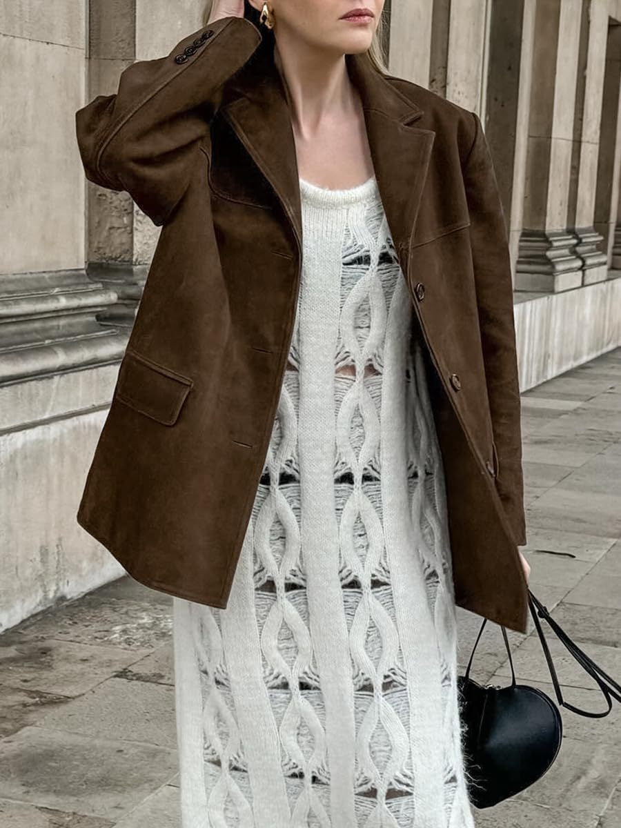 Anaelle Rousset | Oversized Suede Blazer Jacket - Image 3