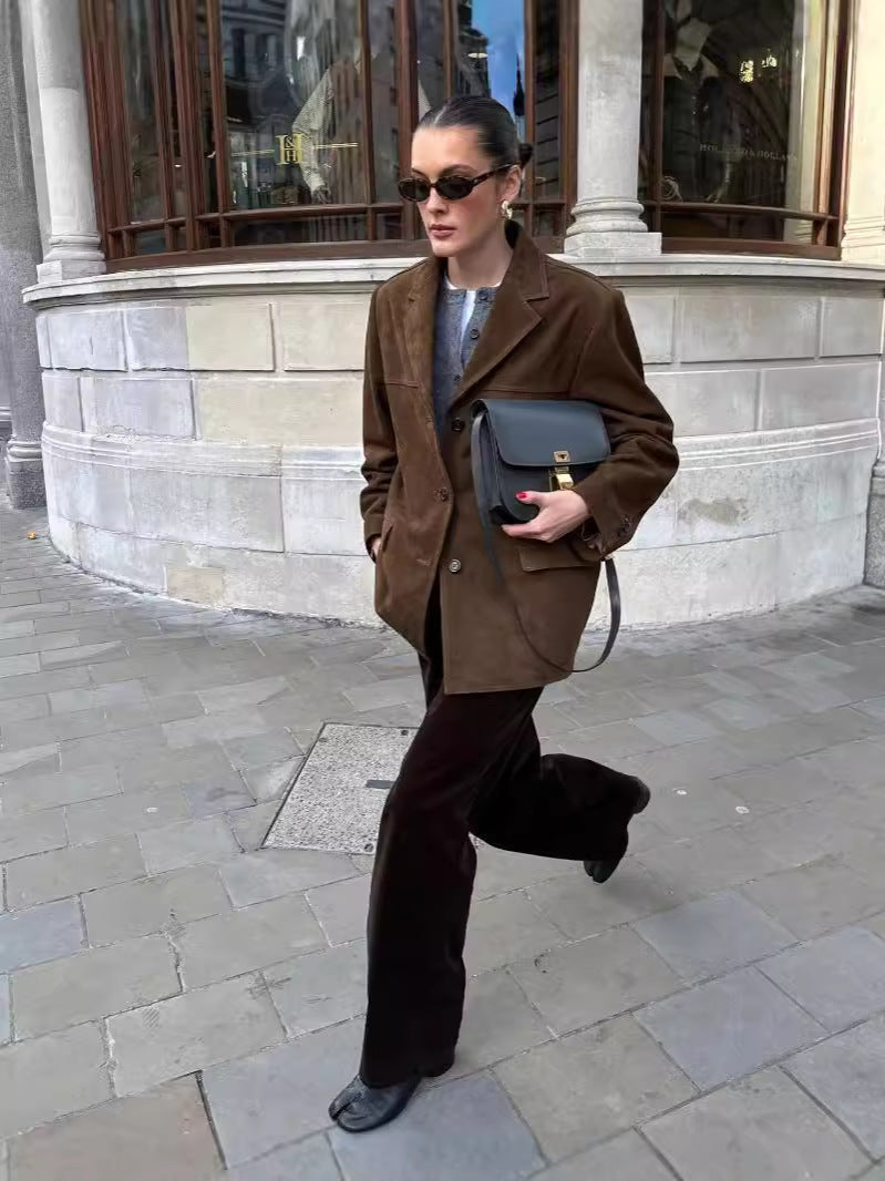 Anaelle Rousset | Oversized Suede Blazer Jacket - Image 4