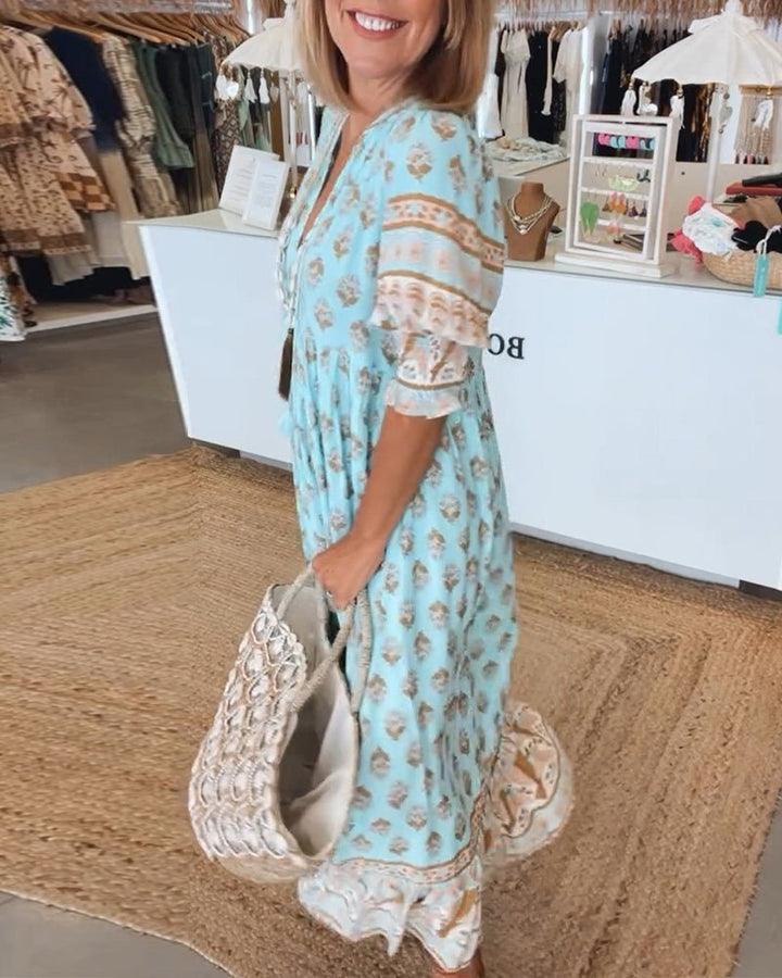 Apolline Vergnaud | Floral Tassel Tie V-Neck Maxi Dress - Image 16