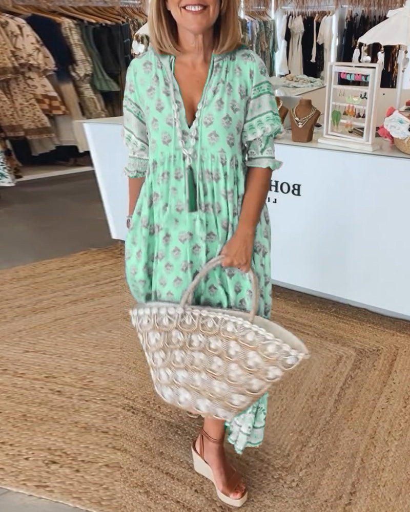 Apolline Vergnaud | Floral Tassel Tie V-Neck Maxi Dress - Image 2