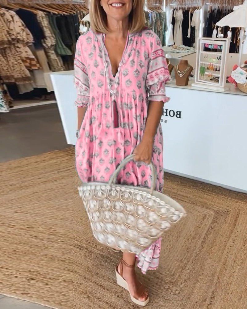 Apolline Vergnaud | Floral Tassel Tie V-Neck Maxi Dress - Image 3
