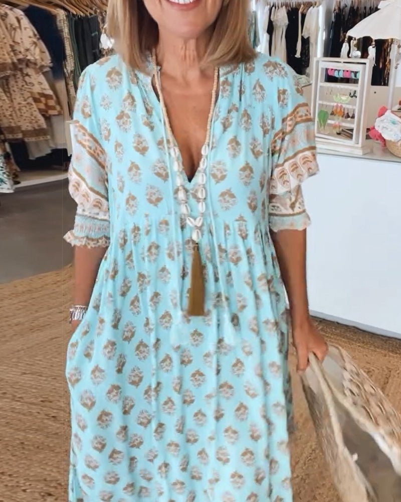 Apolline Vergnaud | Floral Tassel Tie V-Neck Maxi Dress - Image 5