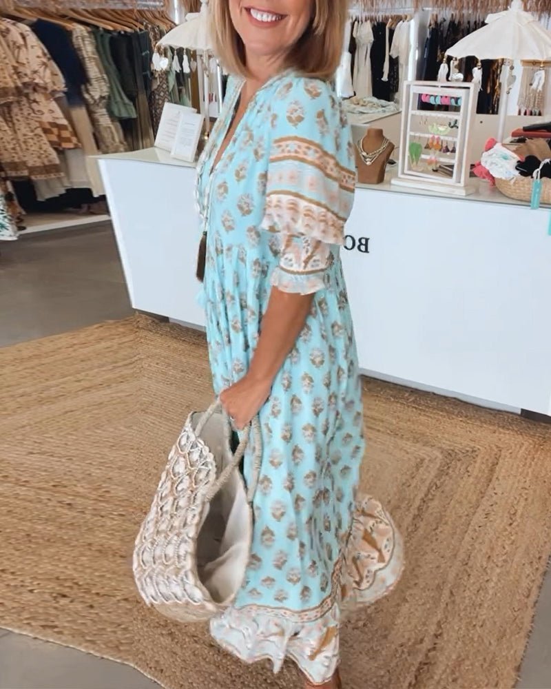 Apolline Vergnaud | Floral Tassel Tie V-Neck Maxi Dress - Image 6