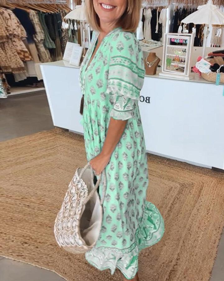 Apolline Vergnaud | Floral Tassel Tie V-Neck Maxi Dress - Image 9