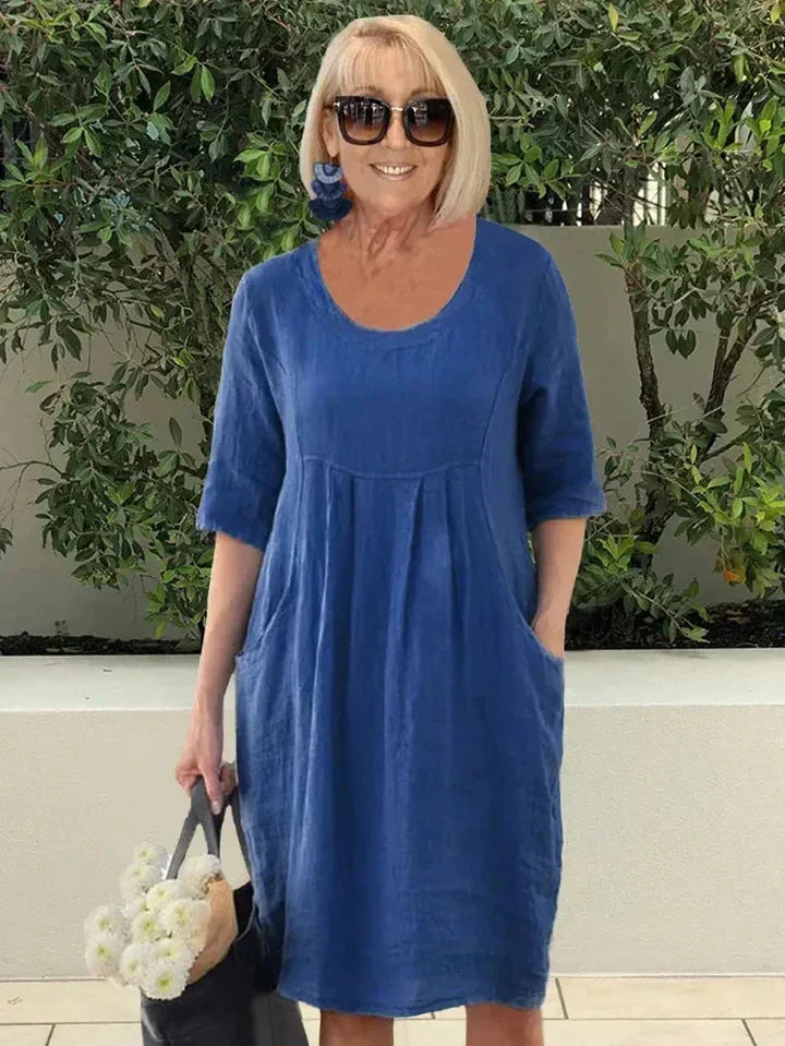 Ariane Fontenoy | Linen-Look Pleated Pocket Dress - Image 2