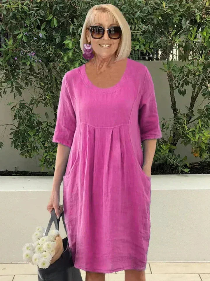 Ariane Fontenoy | Linen-Look Pleated Pocket Dress - Image 4
