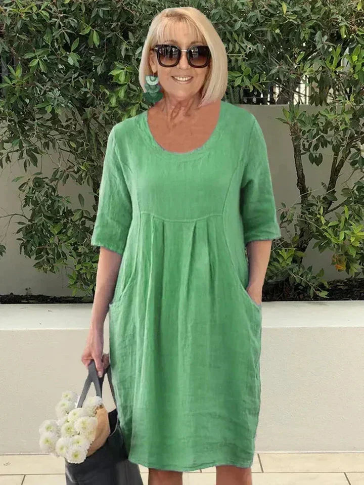 Ariane Fontenoy | Linen-Look Pleated Pocket Dress - Image 5