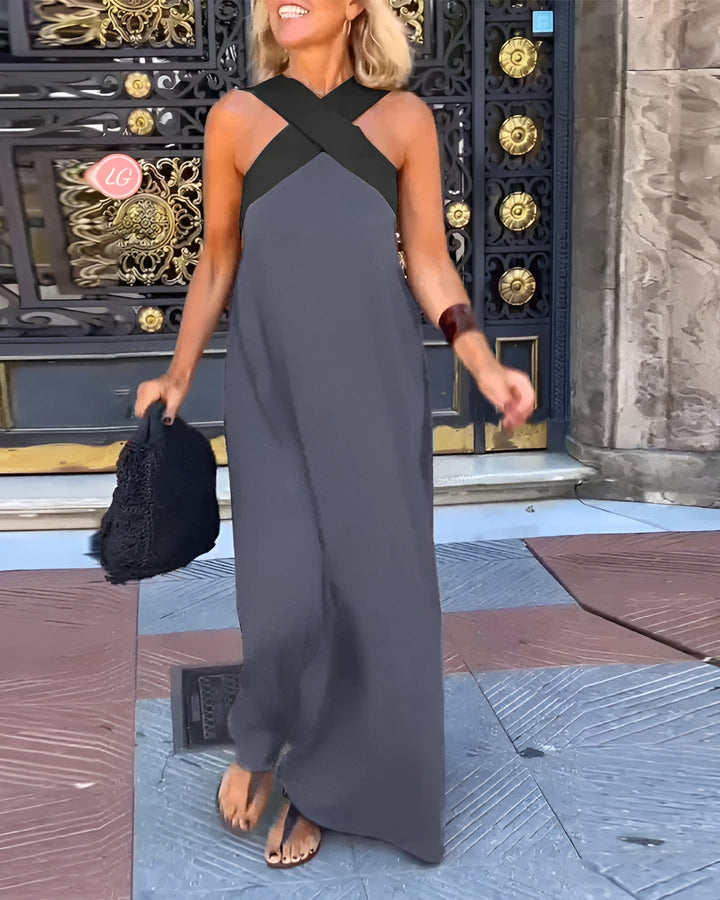 Aurelie Deschamps | Crossover Halter Neck Maxi Dress - Image 3