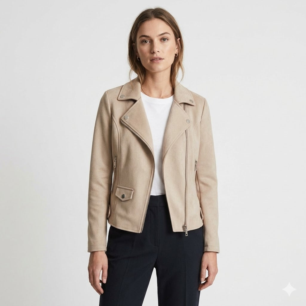 Aurelie Fontan | Slim Suede Moto Jacket - Image 1