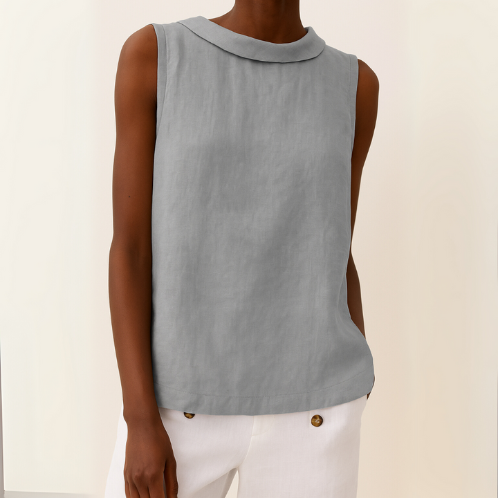 Aurore Delombre | Sleeveless Roll Collar Top - Image 1