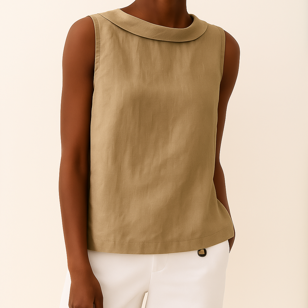 Aurore Delombre | Sleeveless Roll Collar Top - Image 2