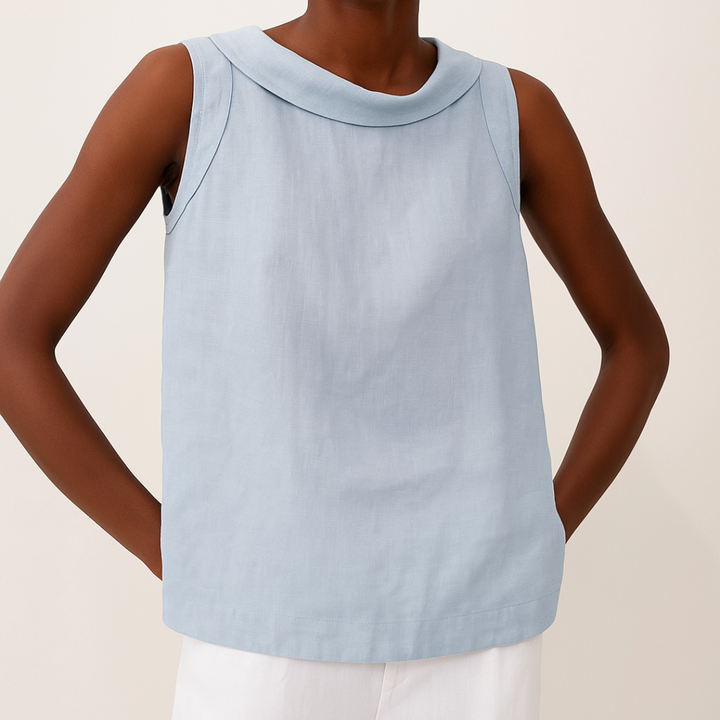 Aurore Delombre | Sleeveless Roll Collar Top - Image 3