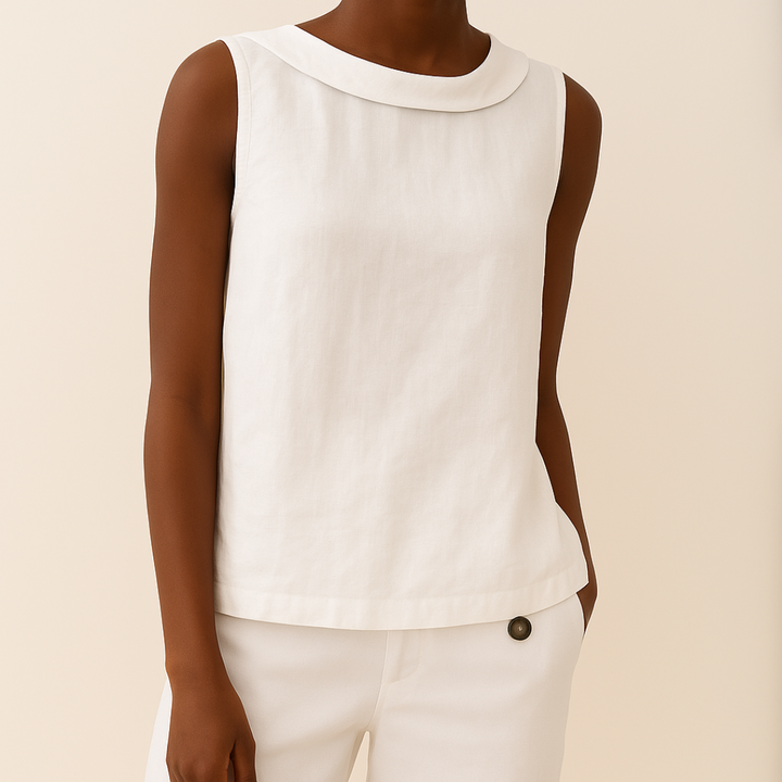 Aurore Delombre | Sleeveless Roll Collar Top - Image 4