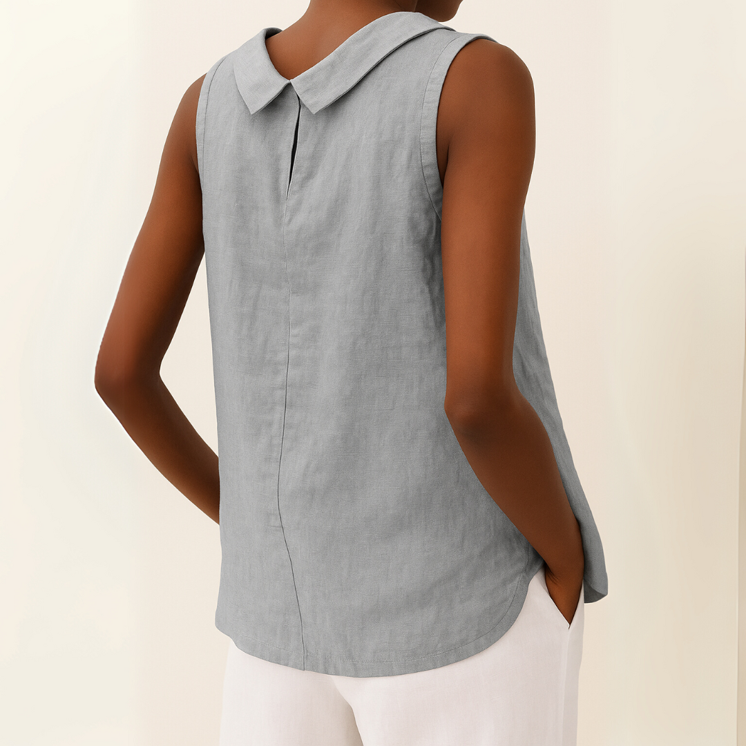 Aurore Delombre | Sleeveless Roll Collar Top - Image 7