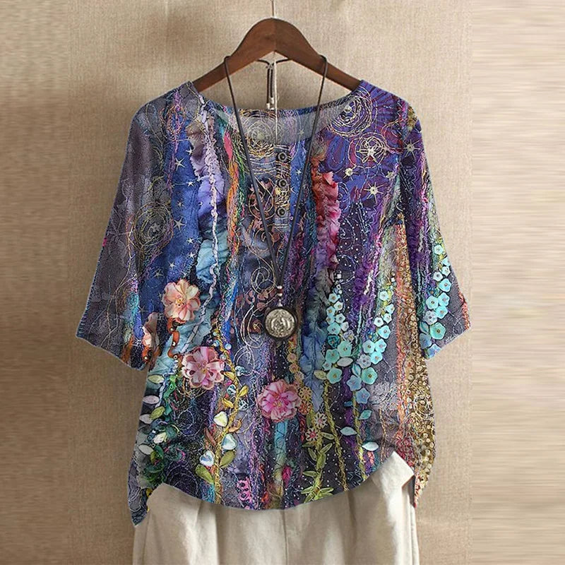 Bertille Chanoine | Vintage Patchwork Print Top - Image 9