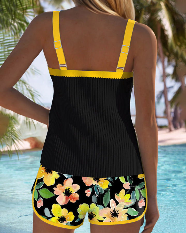Camelia Auriol | Ribbed Tankini Set with Floral Shorts - Image 8