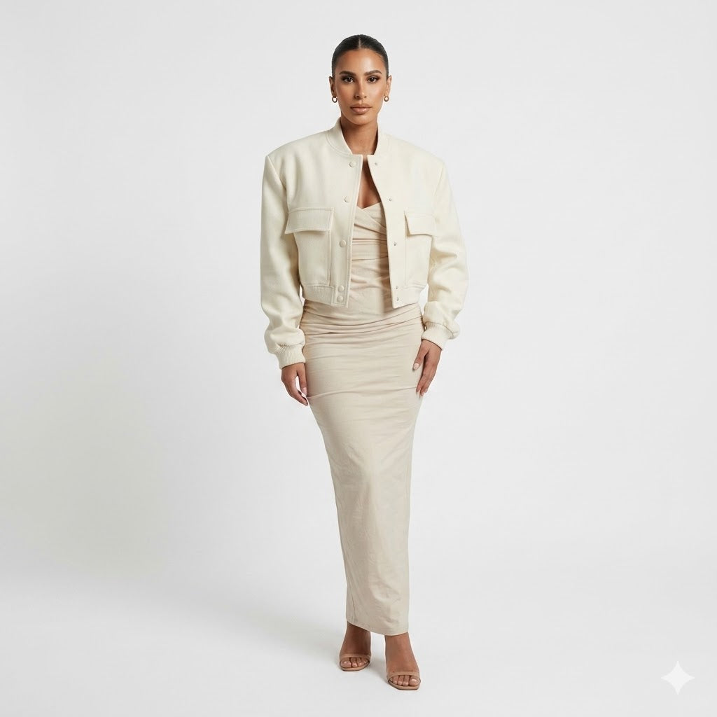 Celestine Aubry | Cropped Snap-Button Bomber Jacket - Image 1