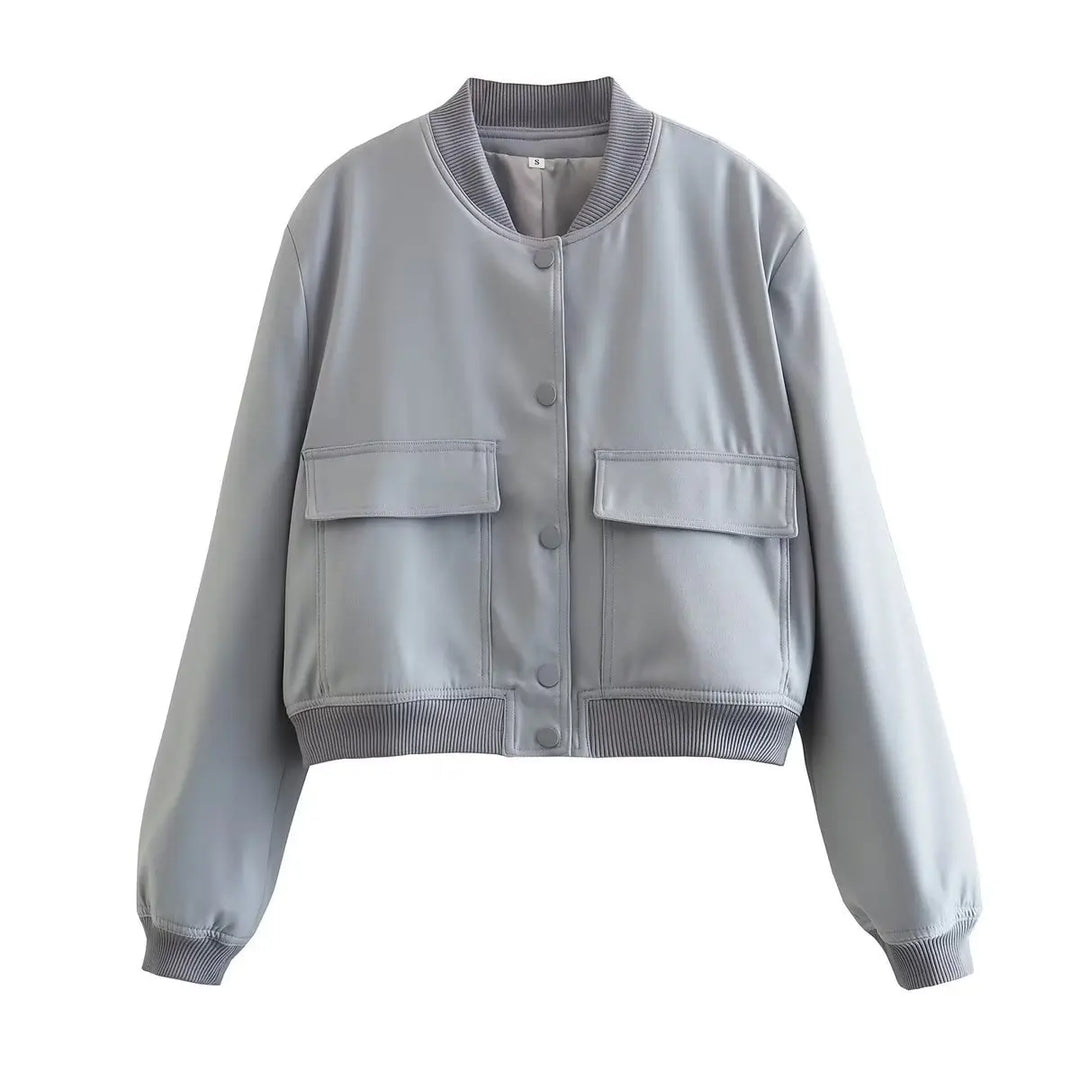 Celestine Aubry | Cropped Snap-Button Bomber Jacket - Image 5