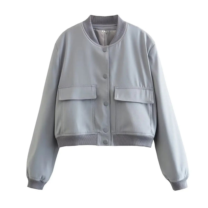 Celestine Aubry | Cropped Snap-Button Bomber Jacket - Image 5