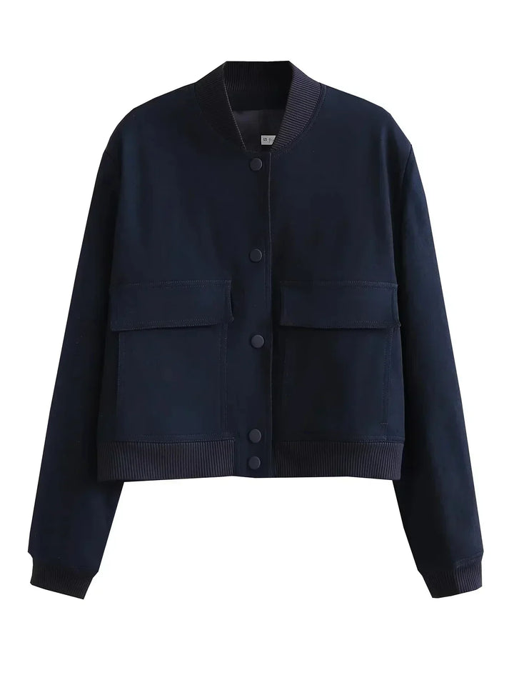 Celestine Aubry | Cropped Snap-Button Bomber Jacket - Image 6
