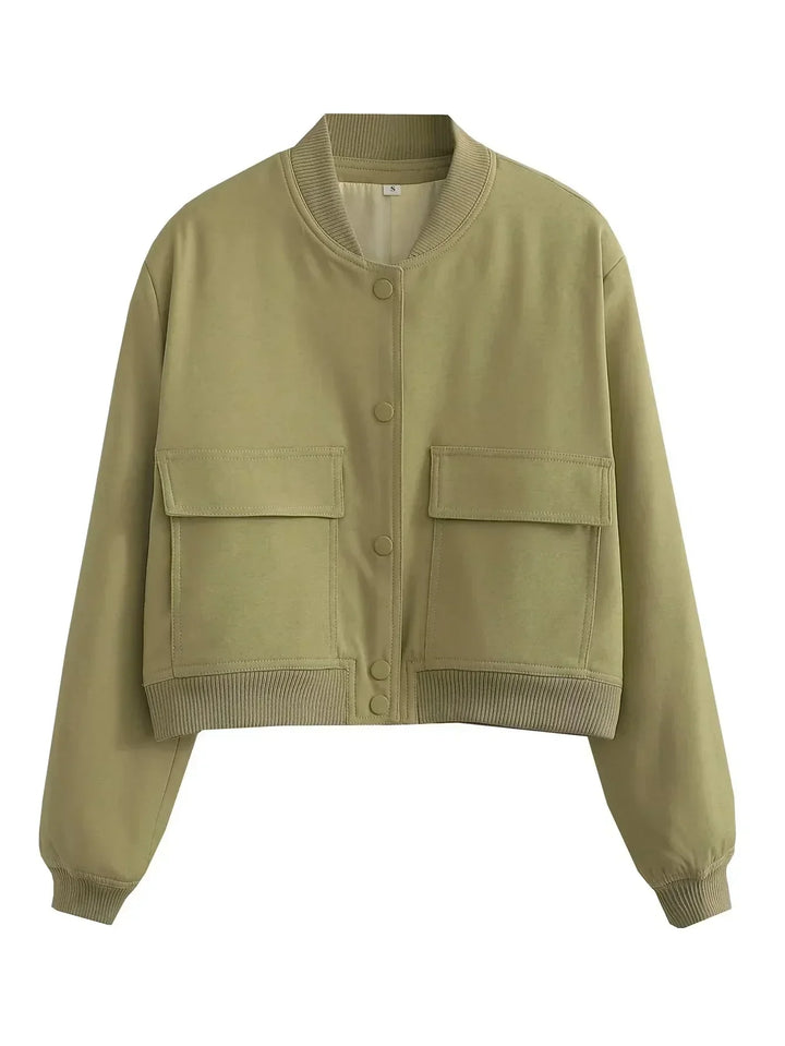 Celestine Aubry | Cropped Snap-Button Bomber Jacket - Image 7