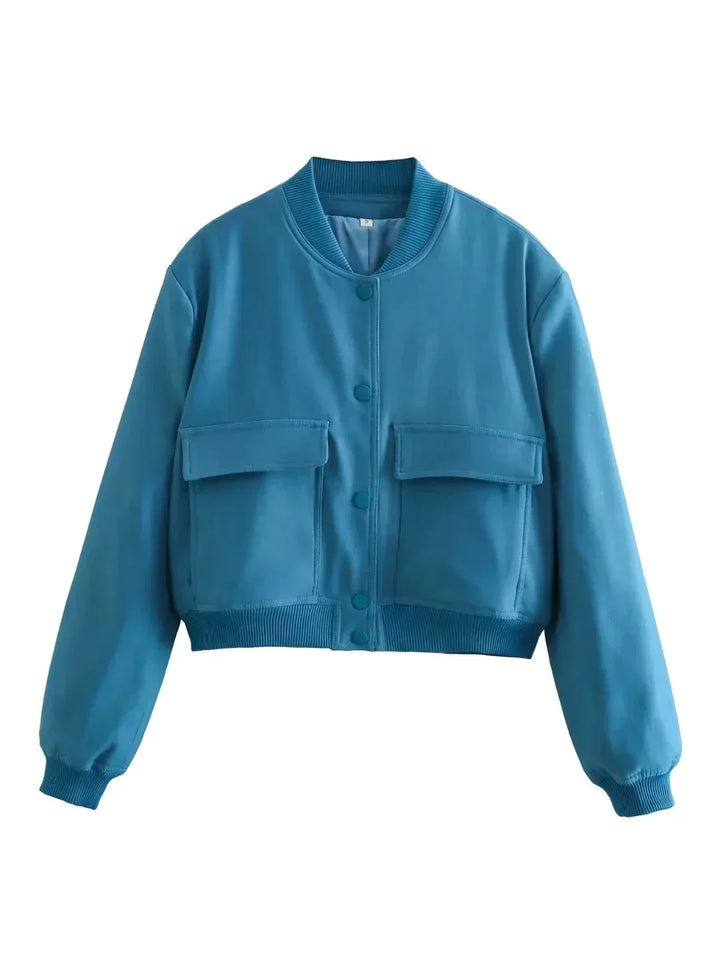 Celestine Aubry | Cropped Snap-Button Bomber Jacket - Image 8