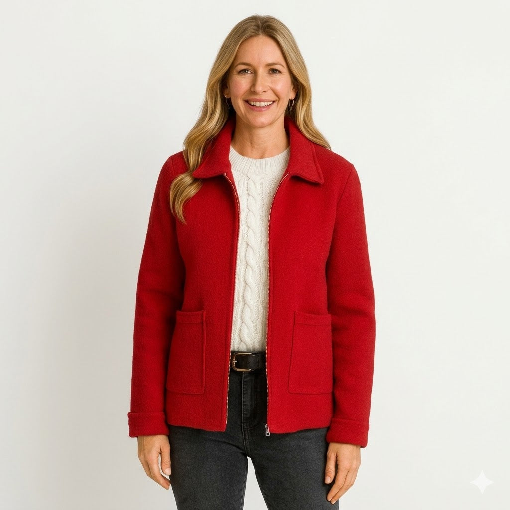 Celine Dumont | Red Wool Zip Jacket - Image 1