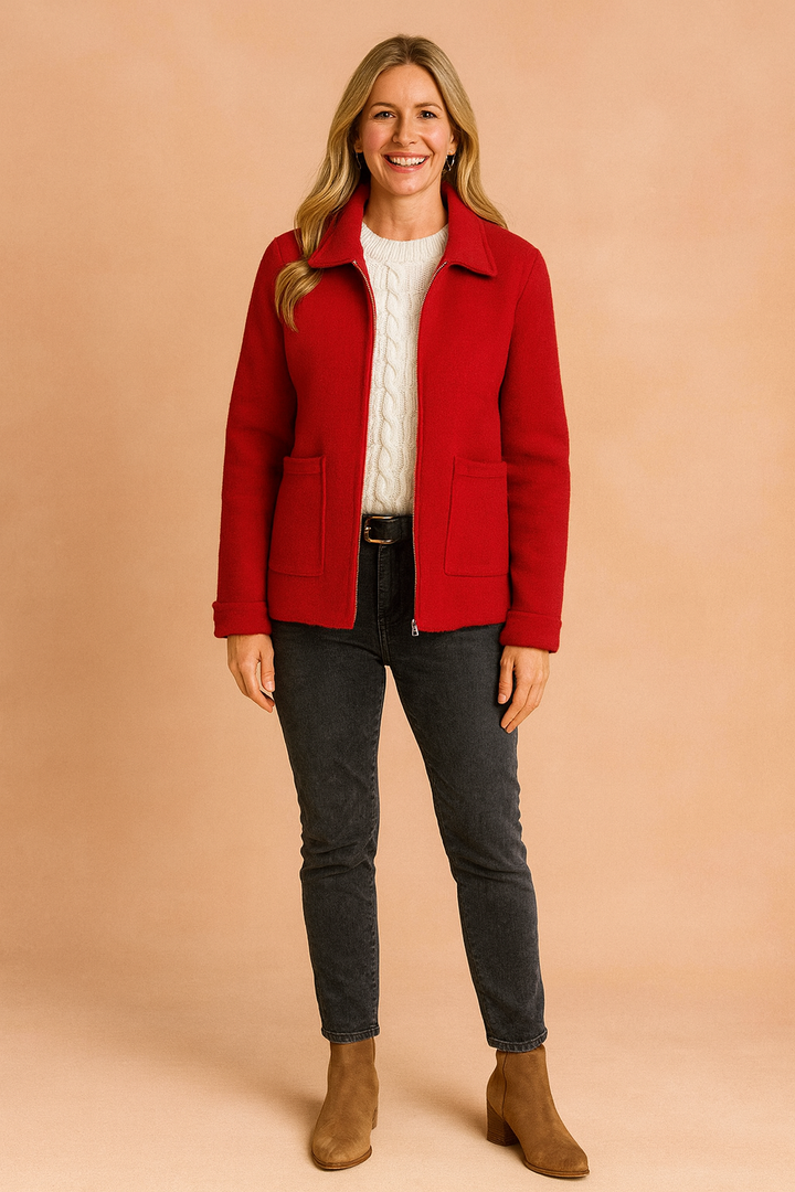Celine Dumont | Red Wool Zip Jacket - Image 2