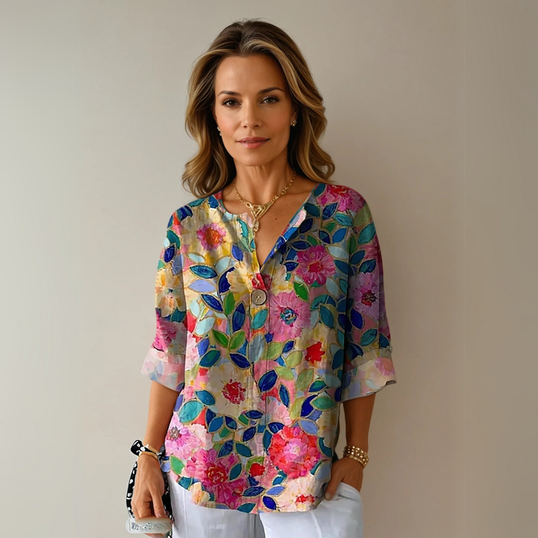 Clementine Roussille | Mosaic Floral Print Blouse - Image 1