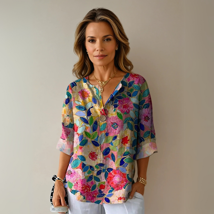 Clementine Roussille | Mosaic Floral Print Blouse - Image 1