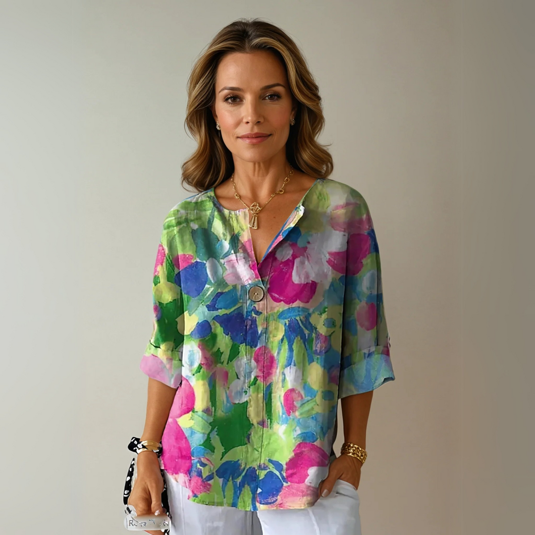 Clementine Roussille | Mosaic Floral Print Blouse - Image 4