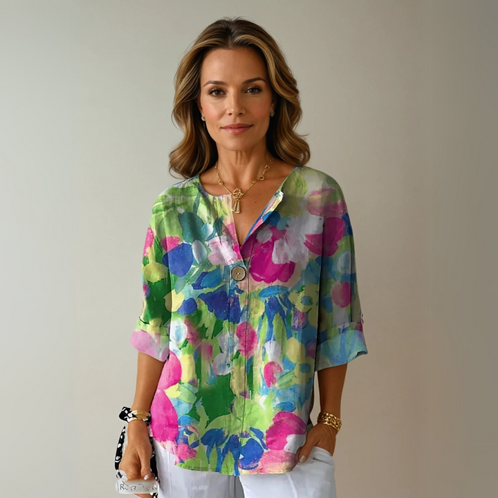 Clementine Roussille | Mosaic Floral Print Blouse - Image 4