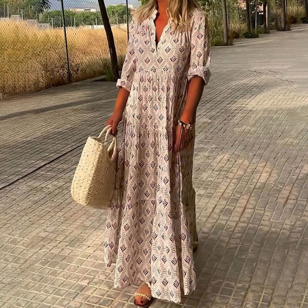 Colombe Rocard | Boho Tiered V-Neck Maxi Dress - Image 3