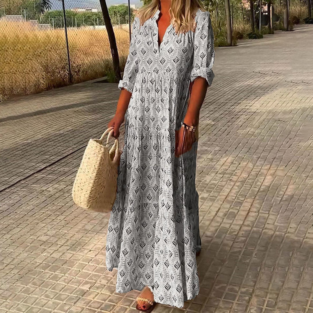 Colombe Rocard | Boho Tiered V-Neck Maxi Dress - Image 4