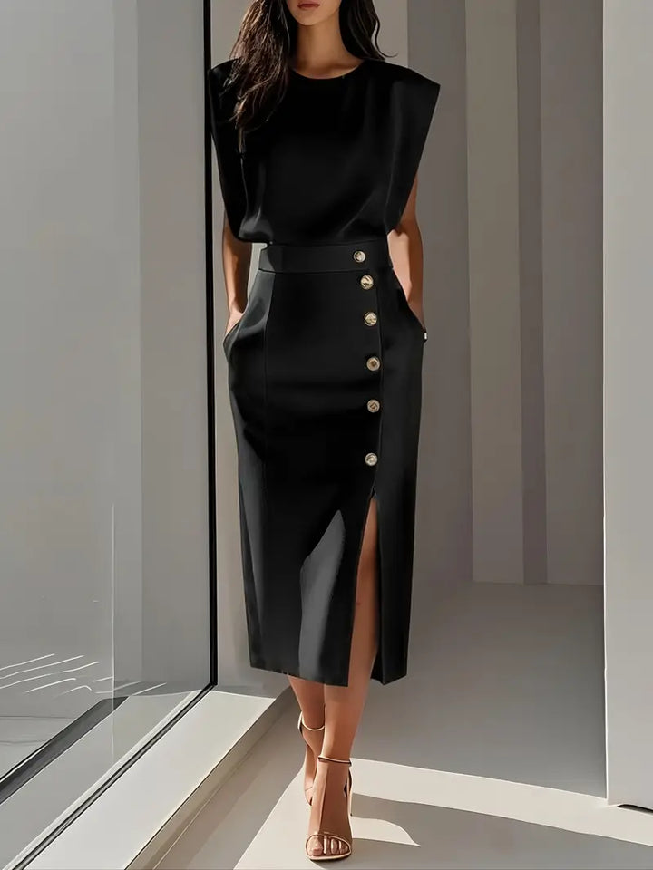 Cosette Delrieu | Belted Button-Front Midi Dress - Image 4