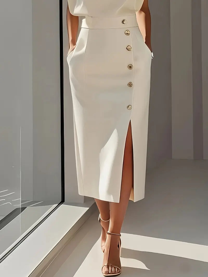Cosette Delrieu | Belted Button-Front Midi Dress - Image 7