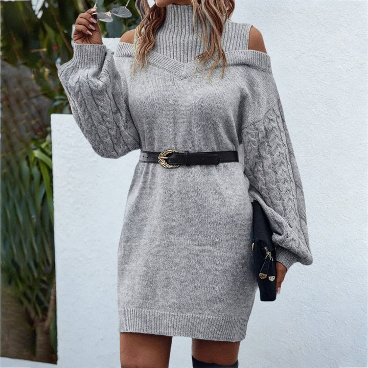 Woman wearing elegant knit mini dress